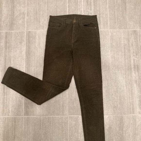 Olive green corduroy straight leg pants, size 26 - Picture 2 of 4
